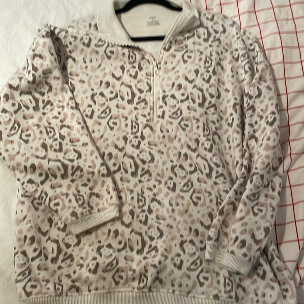 Aerie Leopard quarter zip sweatshirt